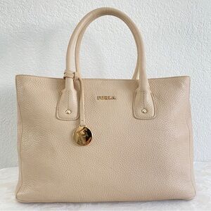 Furla ivory beige Serena Leather Tote Bag